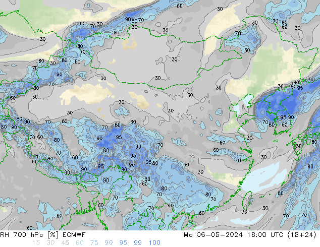 RH 700 hPa ECMWF 星期一 06.05.2024 18 UTC