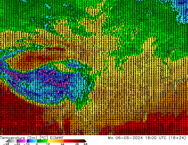 温度图 ECMWF 星期一 06.05.2024 18 UTC