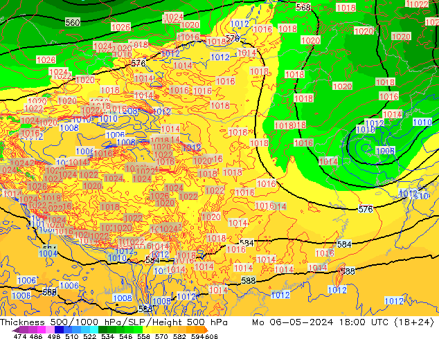 Thck 500-1000hPa ECMWF 星期一 06.05.2024 18 UTC