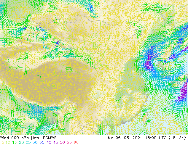 风 900 hPa ECMWF 星期一 06.05.2024 18 UTC