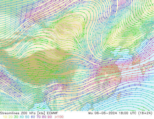 风 200 hPa ECMWF 星期一 06.05.2024 18 UTC