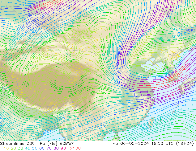 风 300 hPa ECMWF 星期一 06.05.2024 18 UTC