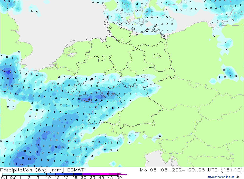 Z500/Rain (+SLP)/Z850 ECMWF Mo 06.05.2024 06 UTC