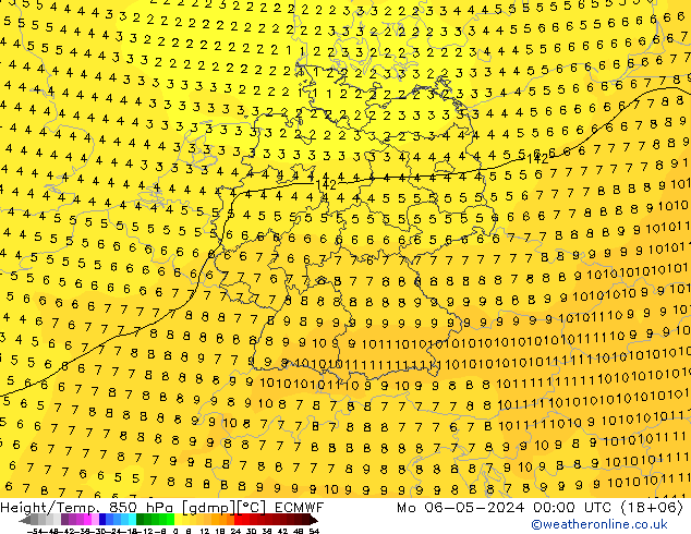 Z500/Rain (+SLP)/Z850 ECMWF Mo 06.05.2024 00 UTC