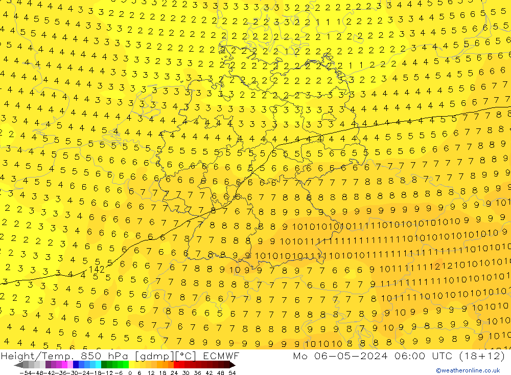 Z500/Rain (+SLP)/Z850 ECMWF Mo 06.05.2024 06 UTC