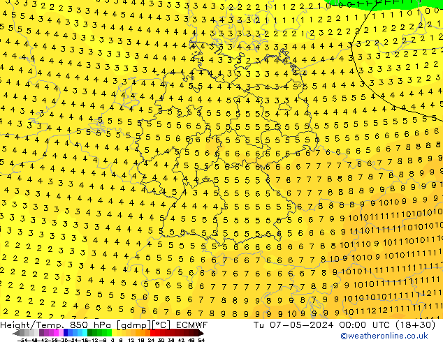 Z500/Rain (+SLP)/Z850 ECMWF  07.05.2024 00 UTC