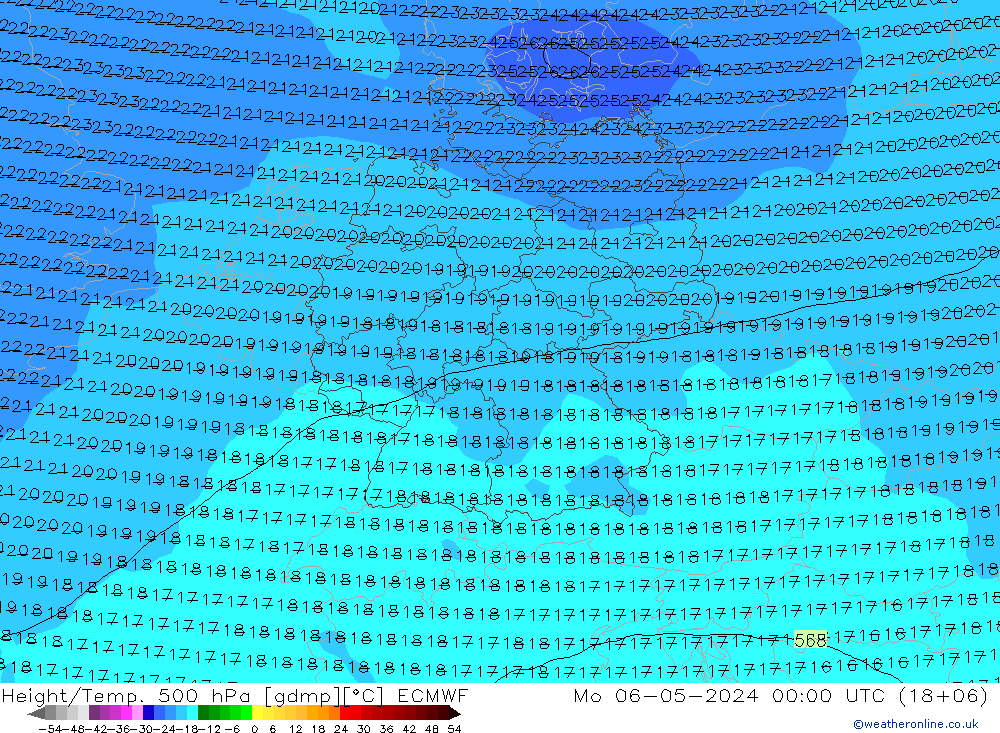 Z500/Rain (+SLP)/Z850 ECMWF Mo 06.05.2024 00 UTC