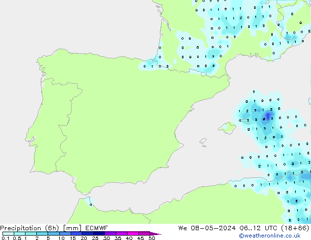 Z500/Rain (+SLP)/Z850 ECMWF mer 08.05.2024 12 UTC