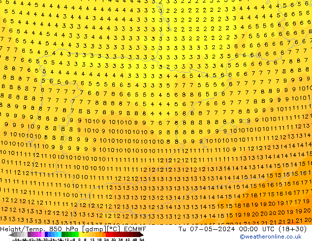 Z500/Regen(+SLP)/Z850 ECMWF di 07.05.2024 00 UTC