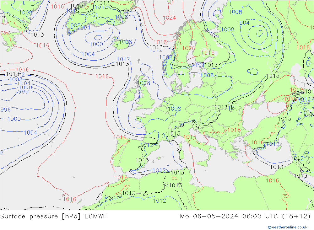 Bodendruck ECMWF Mo 06.05.2024 06 UTC