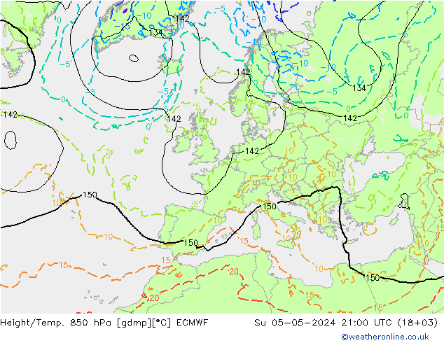 Height/Temp. 850 hPa ECMWF Su 05.05.2024 21 UTC