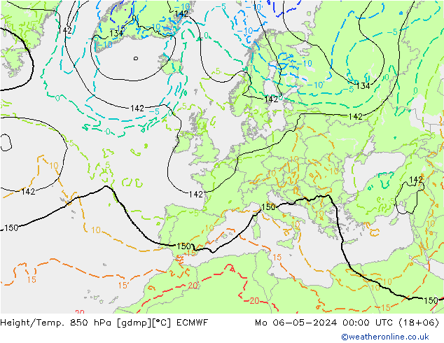 Z500/Rain (+SLP)/Z850 ECMWF 星期一 06.05.2024 00 UTC