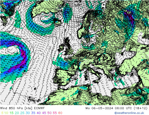 Wind 850 hPa ECMWF Mo 06.05.2024 06 UTC