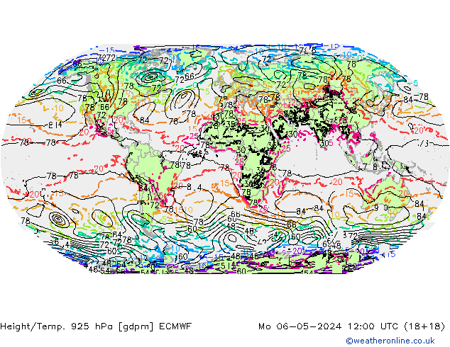 Height/Temp. 925 гПа ECMWF пн 06.05.2024 12 UTC