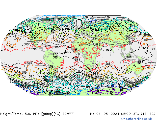 Z500/Rain (+SLP)/Z850 ECMWF Mo 06.05.2024 06 UTC