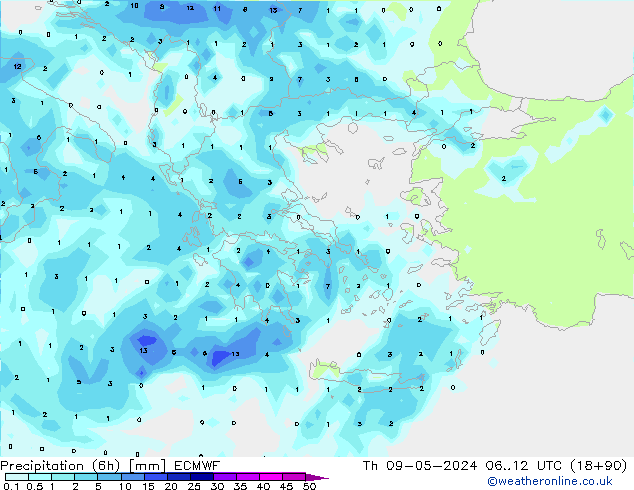 Z500/Rain (+SLP)/Z850 ECMWF czw. 09.05.2024 12 UTC