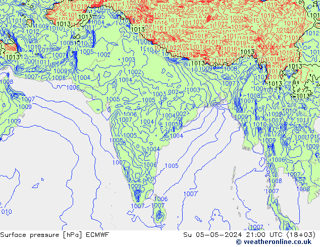 Surface pressure ECMWF Su 05.05.2024 21 UTC