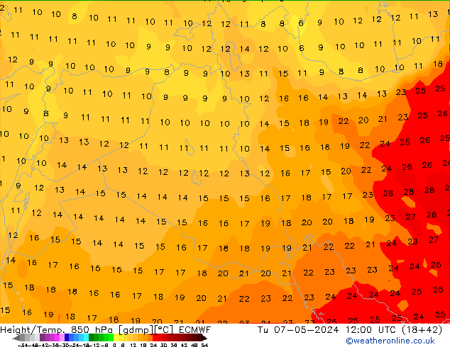 Z500/Regen(+SLP)/Z850 ECMWF di 07.05.2024 12 UTC