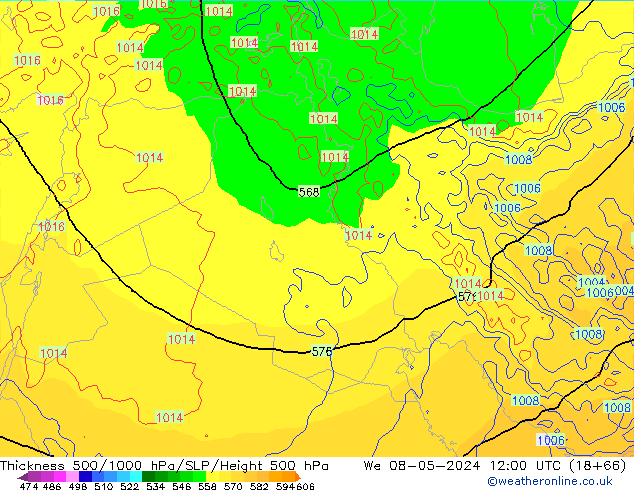 Thck 500-1000hPa ECMWF We 08.05.2024 12 UTC