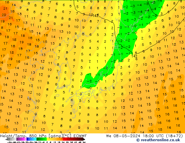 Z500/Rain (+SLP)/Z850 ECMWF We 08.05.2024 18 UTC