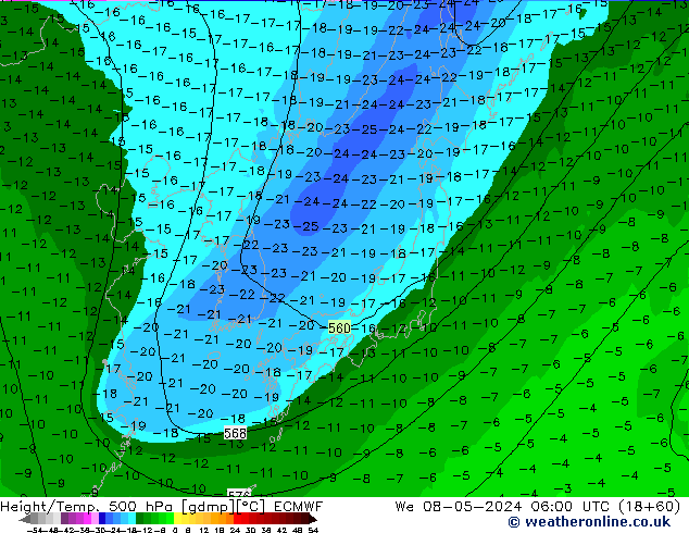 Z500/Rain (+SLP)/Z850 ECMWF śro. 08.05.2024 06 UTC