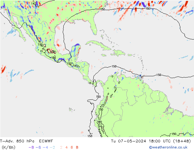 T-Adv. 850 hPa ECMWF mar 07.05.2024 18 UTC