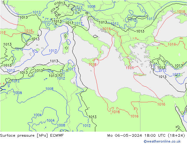 Surface pressure ECMWF Mo 06.05.2024 18 UTC