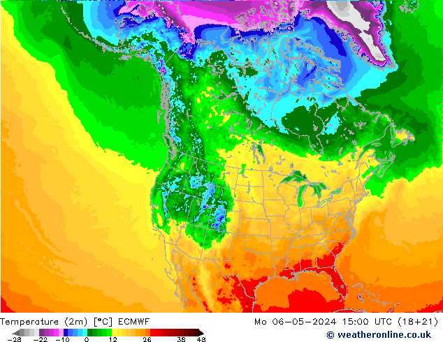 Temperature (2m) ECMWF Mo 06.05.2024 15 UTC