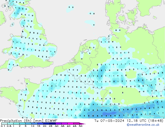 Z500/Rain (+SLP)/Z850 ECMWF Tu 07.05.2024 18 UTC