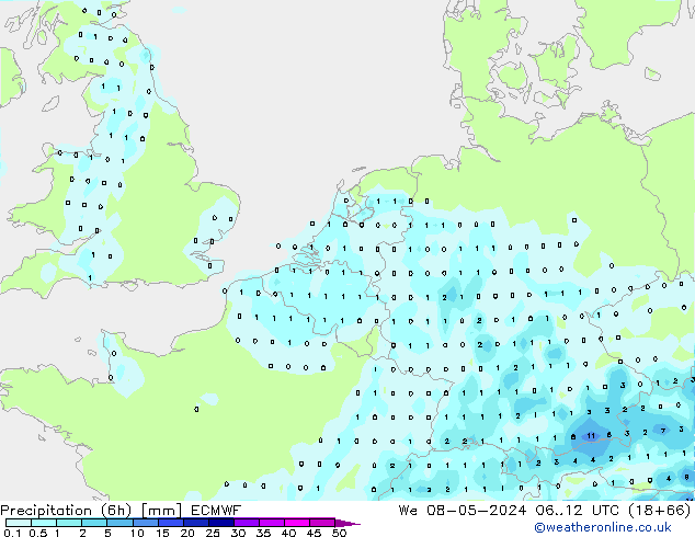 Z500/Rain (+SLP)/Z850 ECMWF mer 08.05.2024 12 UTC