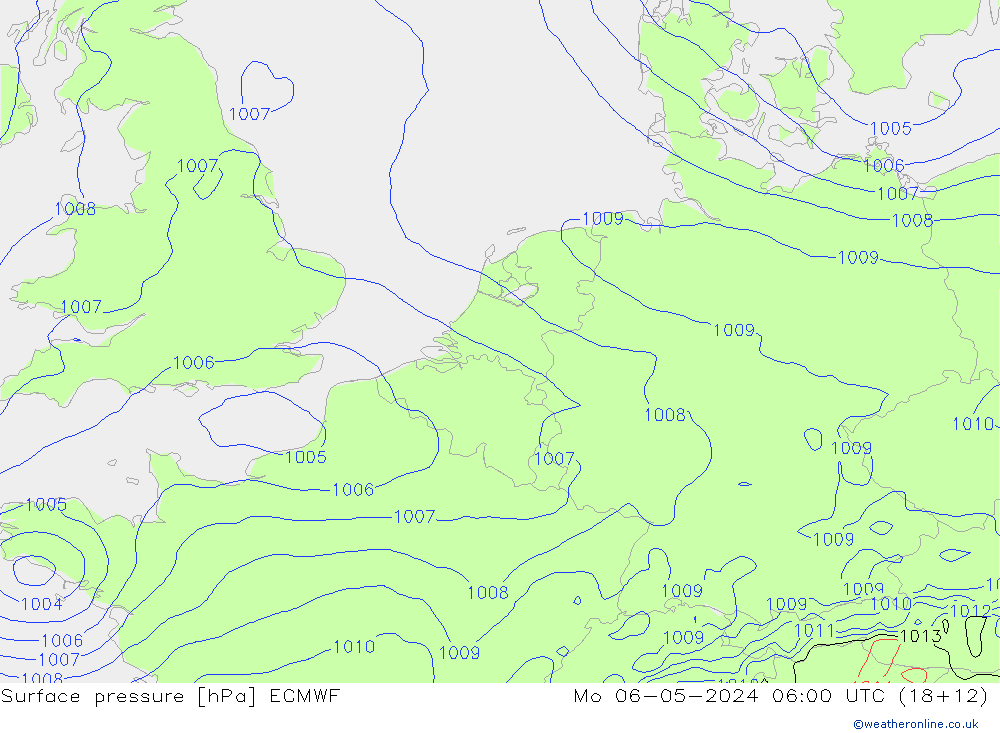 Surface pressure ECMWF Mo 06.05.2024 06 UTC