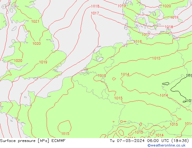 ciśnienie ECMWF wto. 07.05.2024 06 UTC
