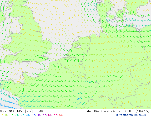 Wind 950 hPa ECMWF Mo 06.05.2024 09 UTC