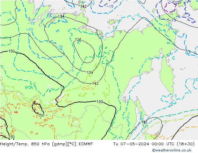 Z500/Yağmur (+YB)/Z850 ECMWF Sa 07.05.2024 00 UTC