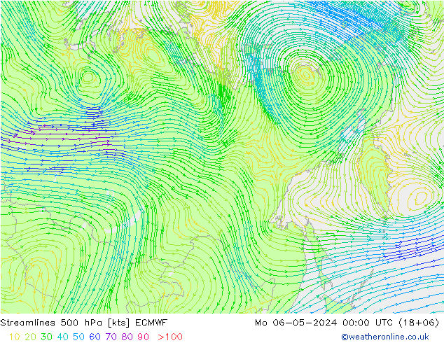 ветер 500 гПа ECMWF пн 06.05.2024 00 UTC