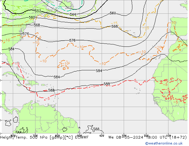 Z500/Rain (+SLP)/Z850 ECMWF mer 08.05.2024 18 UTC