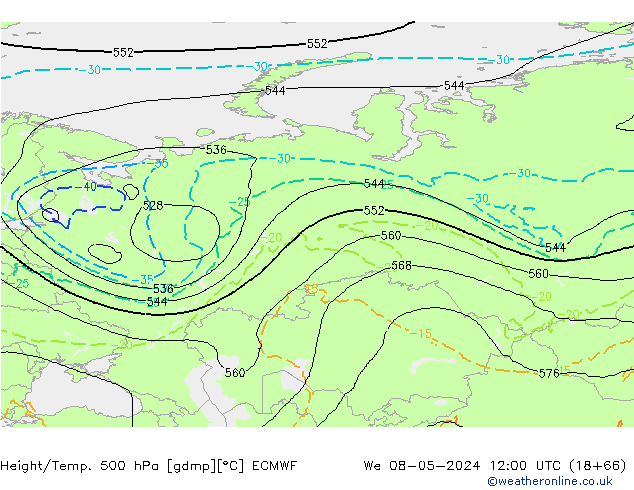 Z500/Rain (+SLP)/Z850 ECMWF St 08.05.2024 12 UTC