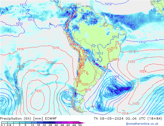 Z500/Rain (+SLP)/Z850 ECMWF jeu 09.05.2024 06 UTC