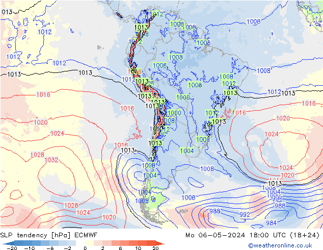 SLP tendency ECMWF Po 06.05.2024 18 UTC