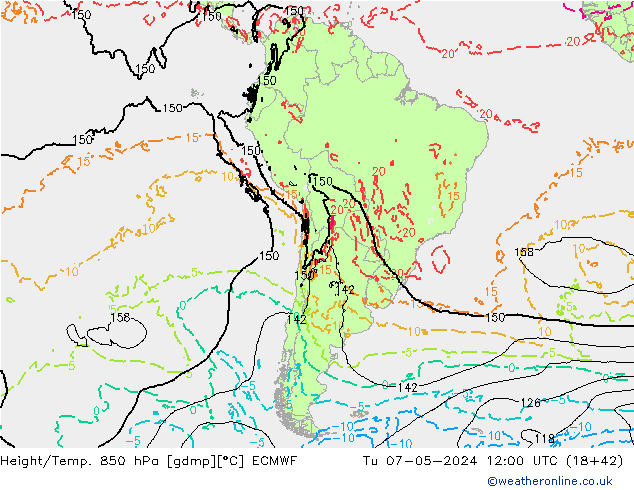 Z500/Regen(+SLP)/Z850 ECMWF di 07.05.2024 12 UTC