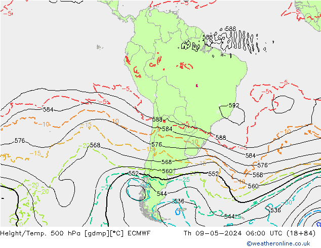Z500/Rain (+SLP)/Z850 ECMWF Qui 09.05.2024 06 UTC