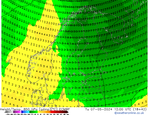 Z500/Rain (+SLP)/Z850 ECMWF mar 07.05.2024 12 UTC