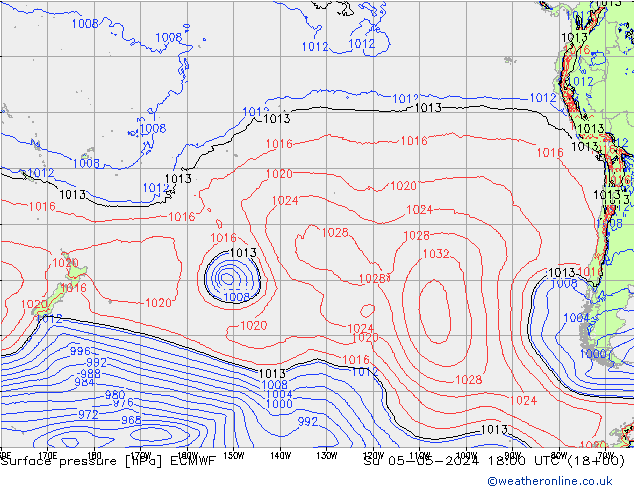 Yer basıncı ECMWF Paz 05.05.2024 18 UTC