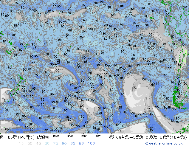 RH 850 hPa ECMWF Po 06.05.2024 00 UTC