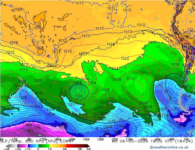 SLP/Temp. 850 hPa ECMWF lun 06.05.2024 18 UTC