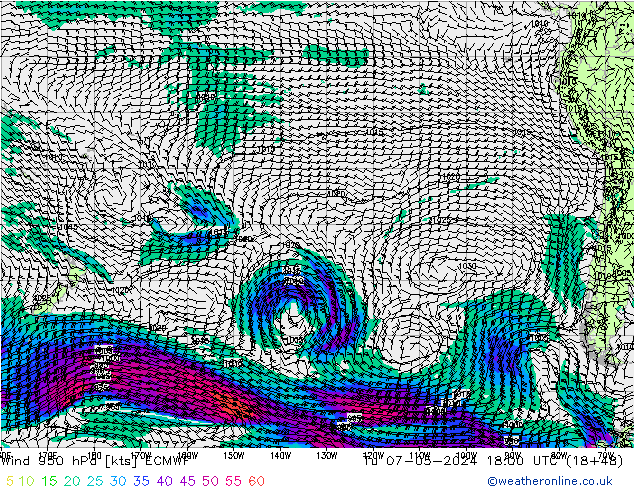 Vento 950 hPa ECMWF mar 07.05.2024 18 UTC