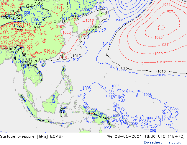 Yer basıncı ECMWF Çar 08.05.2024 18 UTC