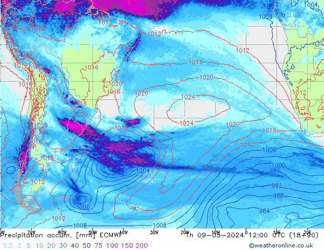 Precipitation accum. ECMWF  09.05.2024 12 UTC