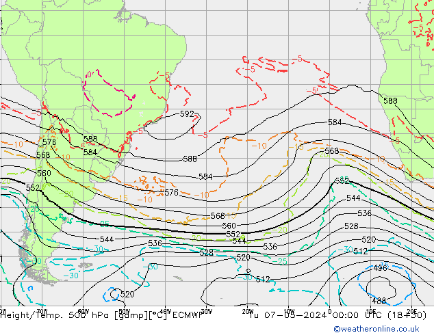 Z500/Rain (+SLP)/Z850 ECMWF  07.05.2024 00 UTC