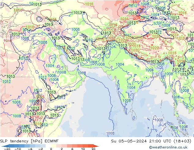 тенденция давления ECMWF Вс 05.05.2024 21 UTC